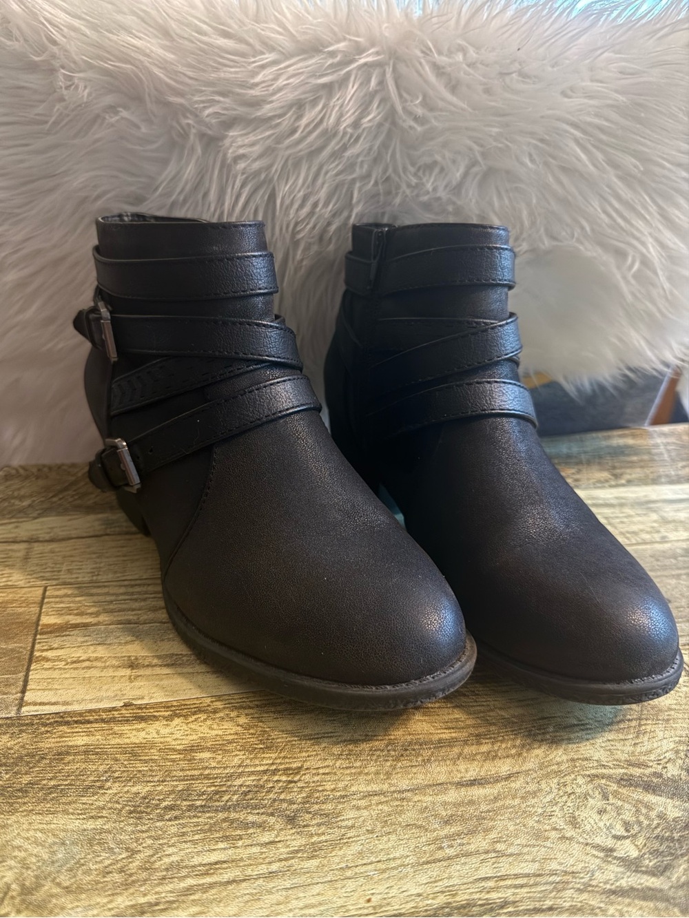 Sonoma Black Wrap-Strap Ankle Booties